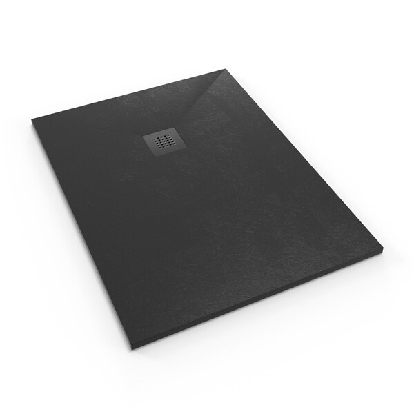 SWISS AQUA TECHNOLOGIES - Swiss Aqua Technologies B-Way Receveur de douche rectangulaire 120x90 avec siphon, en marbre coulé, Noir (SATALEK12090) - large