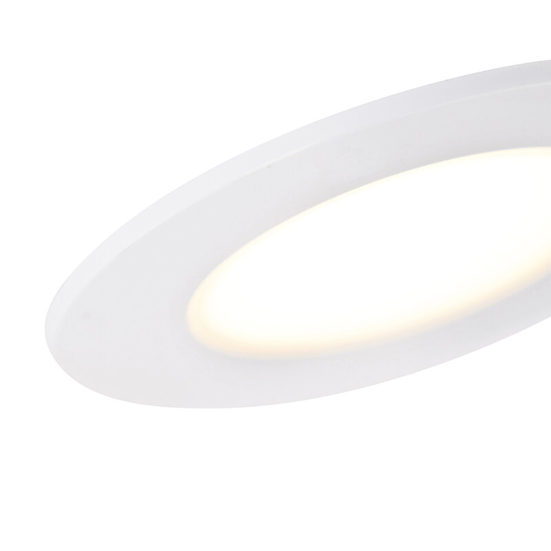 QAZQA - Set de 6 spots encastrables blancs avec LED dimmable en 3 étapes IP65 - Blanca - large
