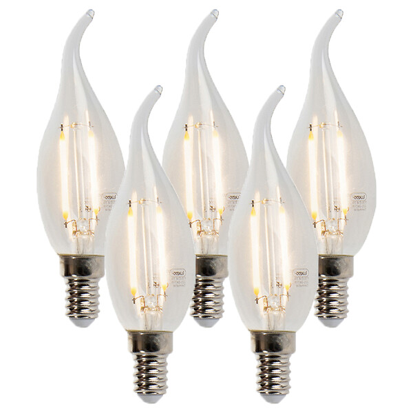 Lot de 5 ampoules bougies à filament LED dimmable E14 F35 mat 3W