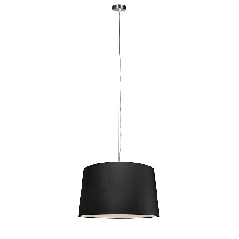 QAZQA - Lampe à suspension moderne en acier avec abat-jour 45 cm noir - Cappo 1 - large