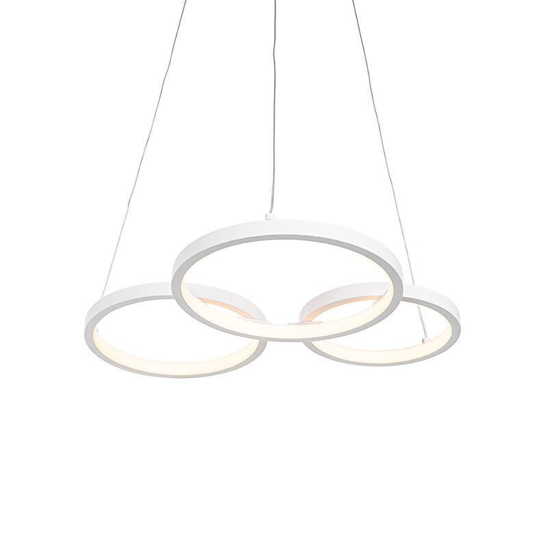 QAZQA - Lampe à suspension blanche avec LED 3-step dimmable 3-light - Rondas - large