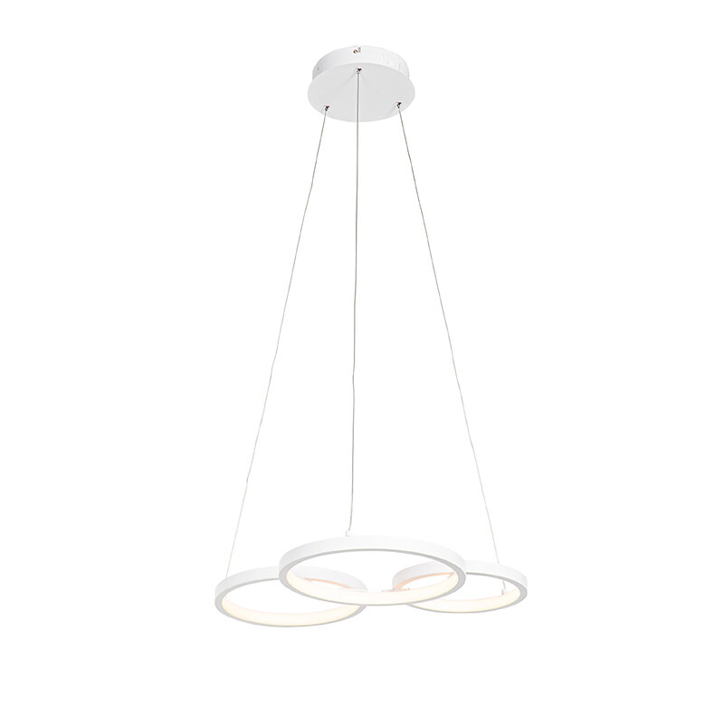 QAZQA - Lampe à suspension blanche avec LED 3-step dimmable 3-light - Rondas - large