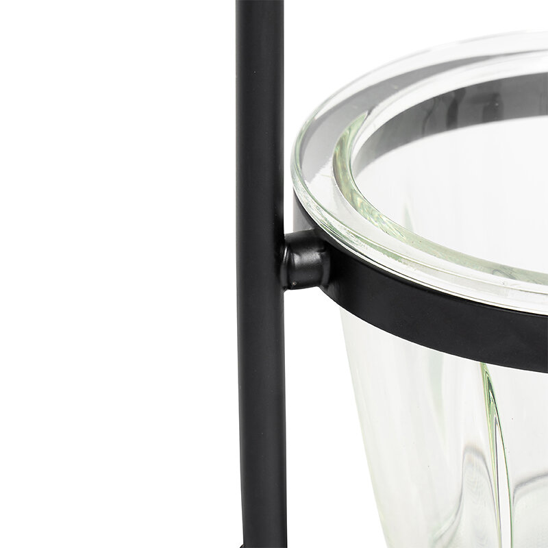 QAZQA - Lampe de table moderne noire avec pot en verre plat rond - Roslini - large
