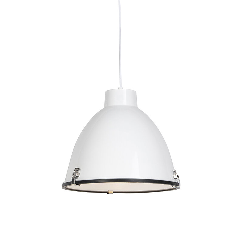 QAZQA - Lampe à suspension industrielle blanche 38 cm dimmable - Anteros - large