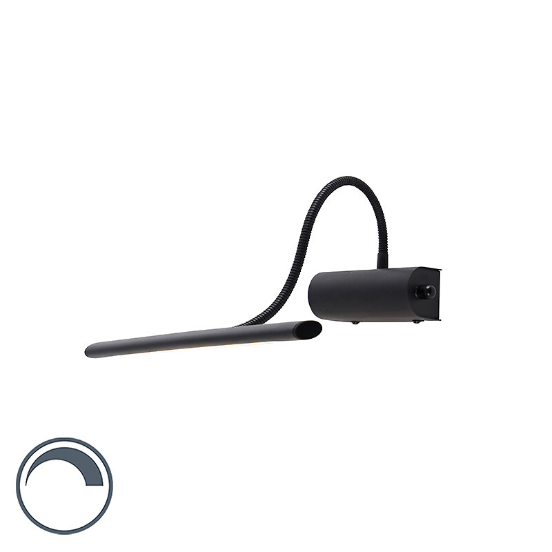 QAZQA - Applique design noir 32 cm avec LED avec dimmer - Tableau - large