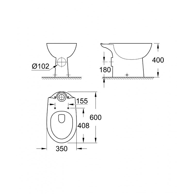 GROHE - Grohe Bau Ceramic Cuvette WC à poser, Blanc alpin (39428000) - large