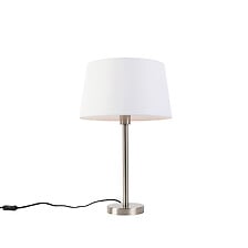 Lampe de table moderne en acier avec abat-jour blanc 32 cm - Simplo