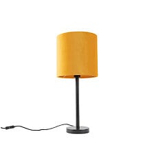 Lampe de table Art Déco noir avec abat-jour jaune 25 cm - Simplo