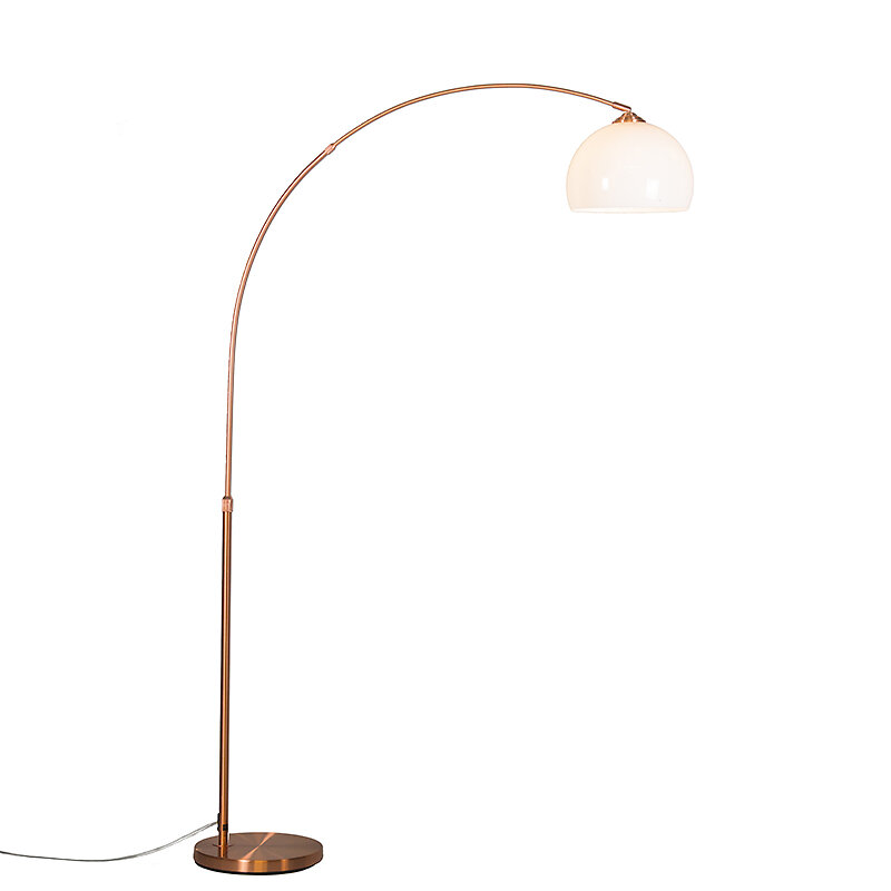 lampe à arc moderne en cuivre avec abat-jour blanc - arc basic