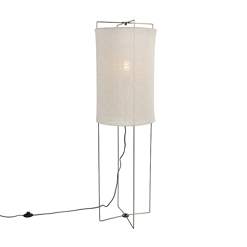 Lampadaire moderne 153cm avec tablette abat-jour en tissu de lin