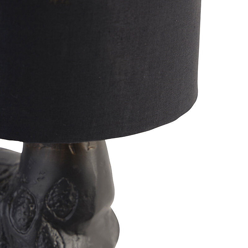 QAZQA - Lampadaire vintage noir avec abat-jour en tissu noir - Giraffe To - large