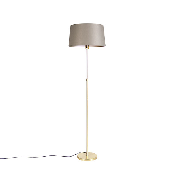 Lampadaire en bronze avec abatjour en lin taupe réglable 45 cm Parte