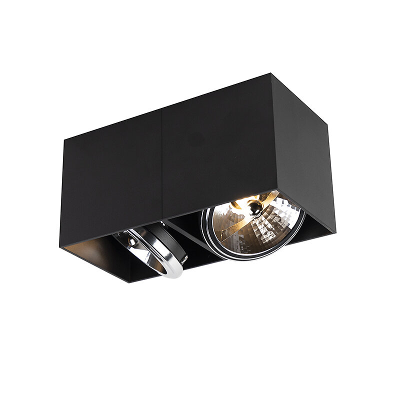 QAZQA - Spot design noir rectangulaire 2 lumières - Box - large