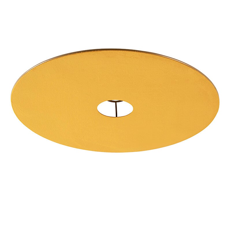 QAZQA - Abat-jour plat en velours jaune avec or 45 cm - large