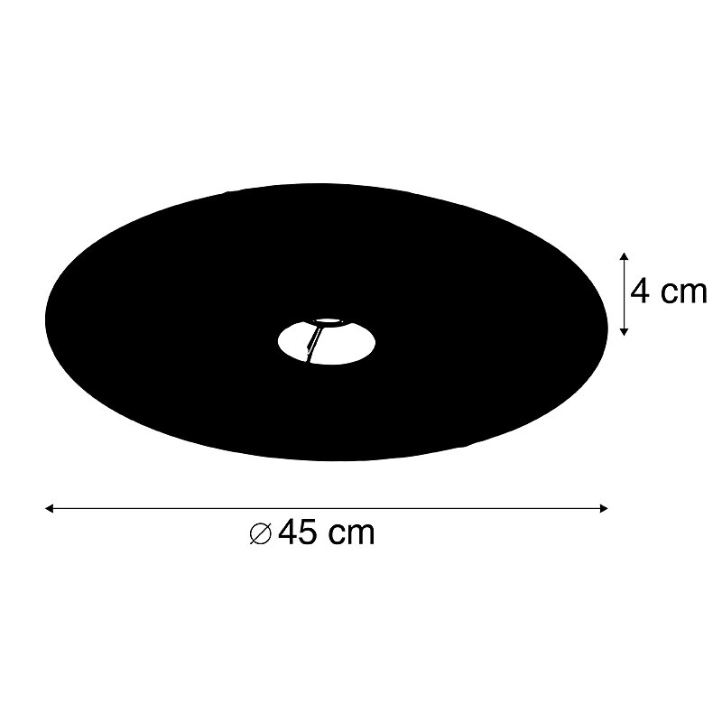QAZQA - Abat-jour plat en velours noir avec or 45 cm - large