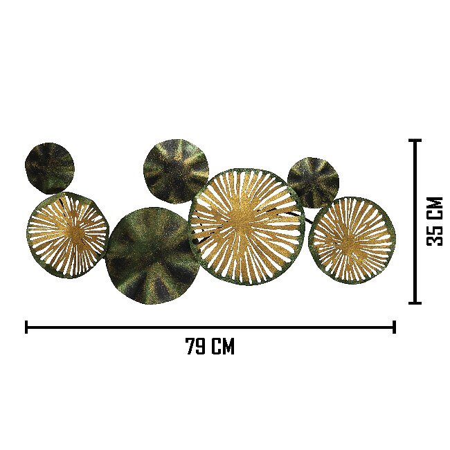 HOMEMANIA - Décoration métallique 3D Hipnosis - Vert, or - 79 x 9 x 35 cm - large