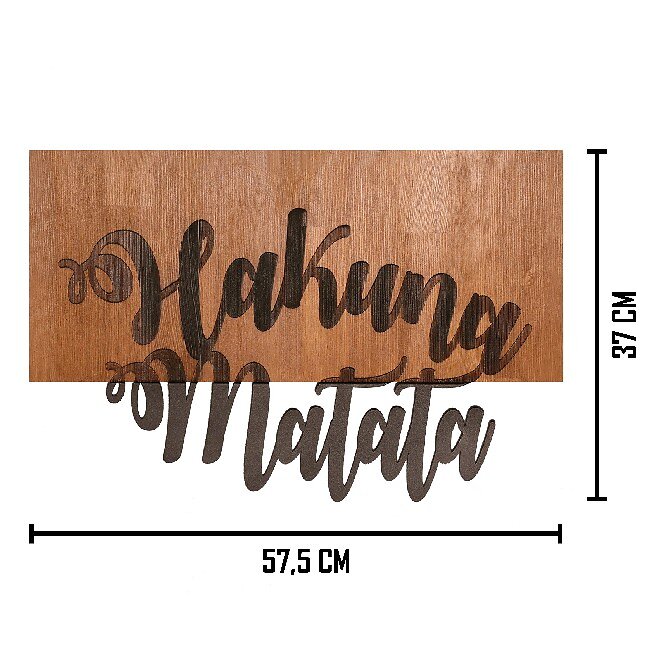 HOMEMANIA - Décoration en métal et en bois Hakuna Matata - Noir, marron - 57,5 x 9 x 37 cm - large