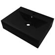 VIDAXL - Vasque à poser en céramique noir perçage pour la robinetterie 60x46cm - vignette