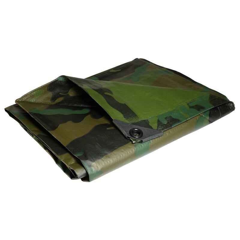 TECPLAST - Bâche militaire 3,6x5 m 150 gr/m2 Bâche camouflage de sol verte et noire Bâche de protection en polyéthylène - large
