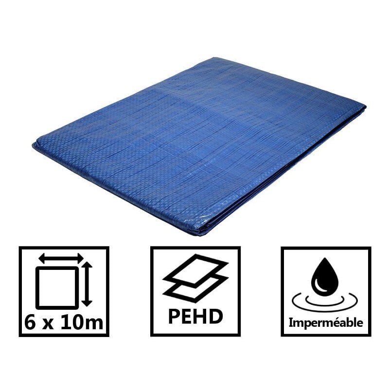 Bâche Polyéthylène 80g/m² 8x10m - Imperméable, Résistante Aux UV - Œillets Aluminium - Pour Jardin, Serre