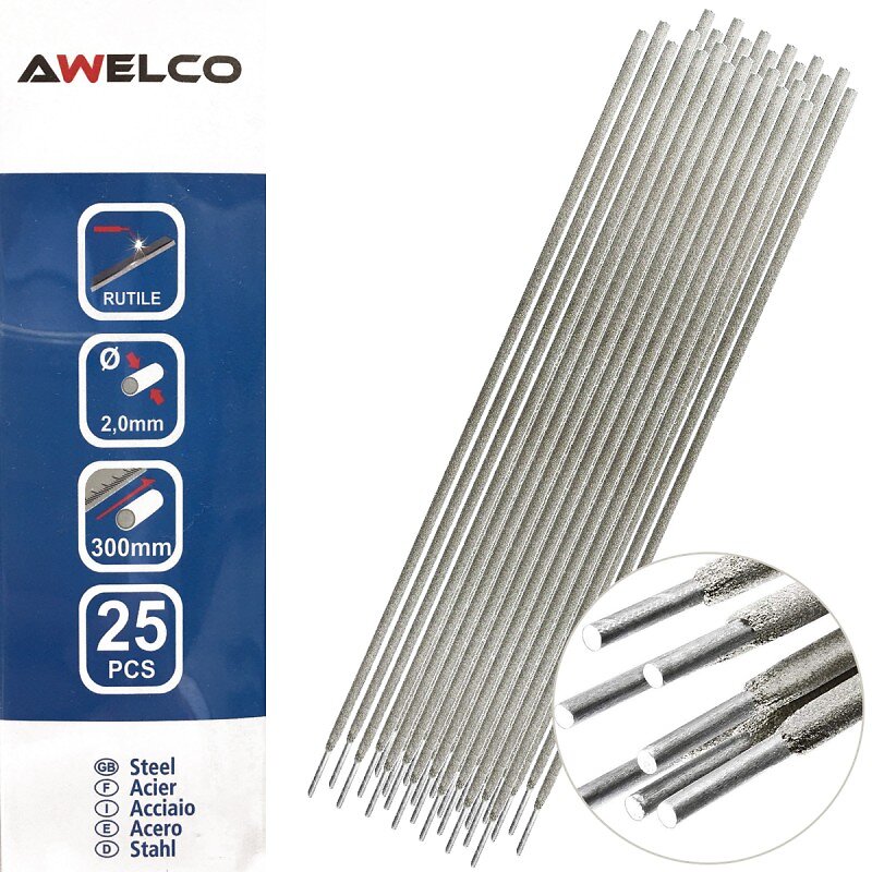 AWELCO - Electrodes soudage rutile 2 x 300 mm 25 pièces AWELCO Baguette enrobée soudure à l'arc Acier - large