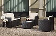 DMORA - Ensemble de jardin "j" avec coussins, 1 canapé + 2 fauteuils (avec accoudoirs) + 1 table conteneur extérieur, Made in Italy, Anthracite - vignette