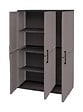Armoire extérieure ou intérieure, 3 portes et 3 niveaux en polypropylène  ajustables, 100% fabriqués en Itala, 102x37h163 cm, couleur grise
