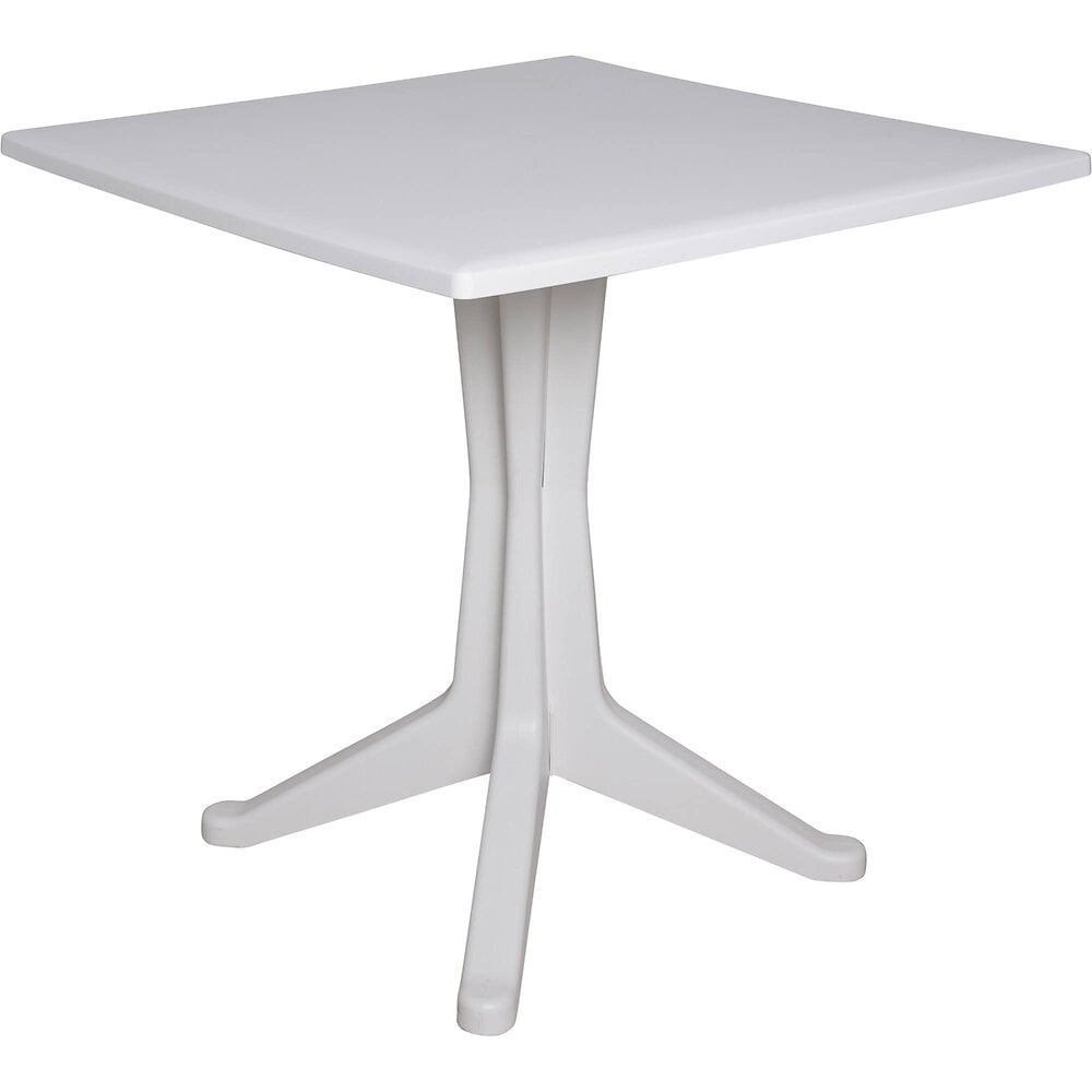 table d'extérieur trani, table carrée fixe, table de jardin polyvalente, 100% made in italy, 70x70h72 cm, blanc