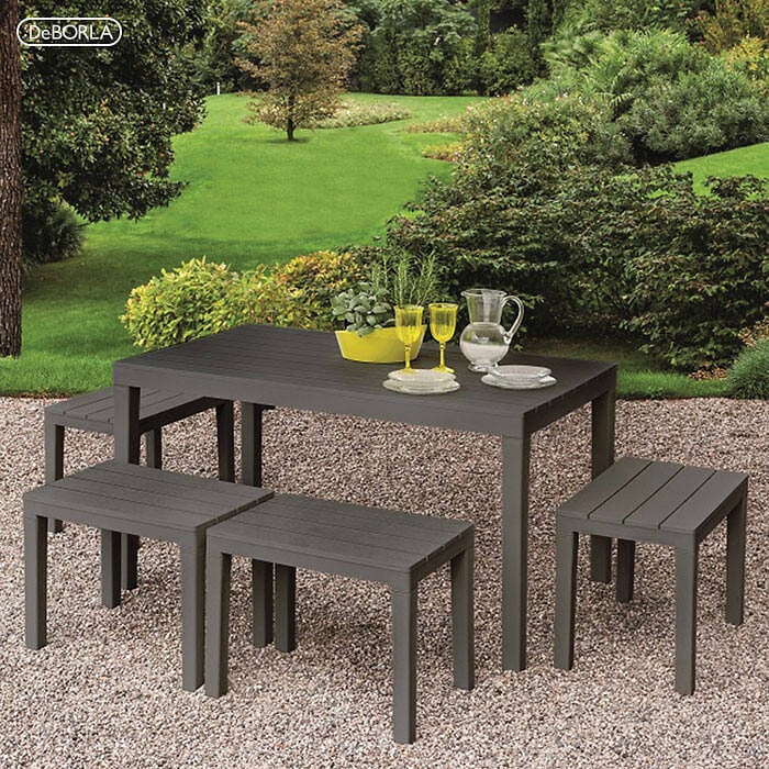table d'extérieur vasto, table à manger rectangulaire, table de jardin polyvalente pour l'intérieur et l'extérieur, 100% made in italy, 138x78h72 cm, anthracite