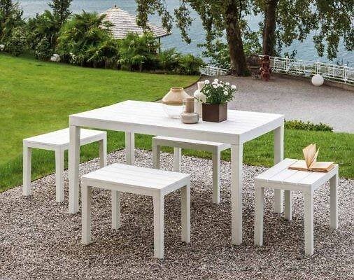 table d'extérieur vasto, table à manger rectangulaire, table de jardin polyvalente pour l'intérieur et l'extérieur, 100% made in italy, 138x78h72 cm, blanc