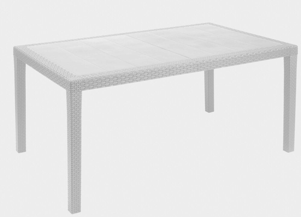 table d'extérieur imola, table rectangulaire fixe, table de jardin polyvalente effet rotin, 100% made in italy, 138x78h72 cm, blanc