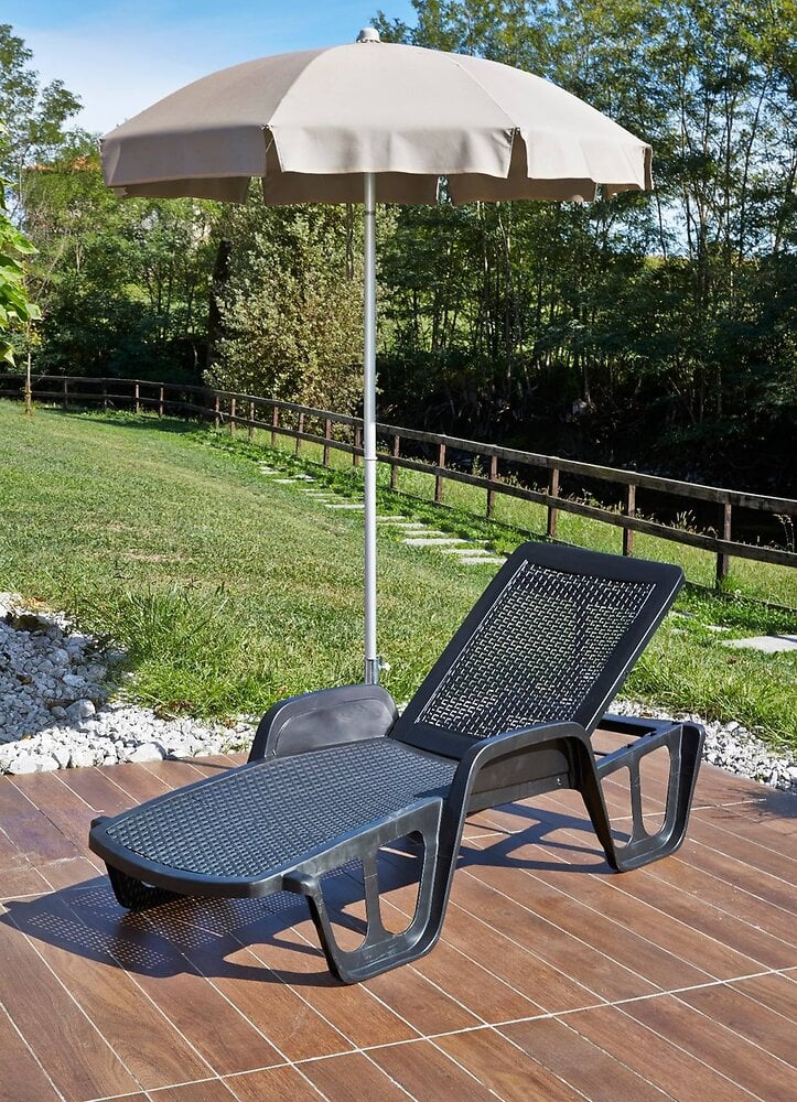 bains de soleil milano, chaise longue de jardin réglable avec accoudoirs, chaise longue d'extérieur, 100% made in italy, 192x71h100 cm, anthracite