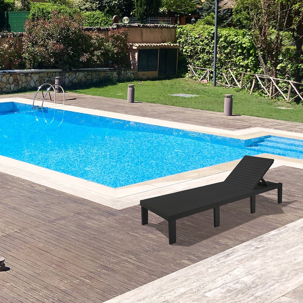 bains de soleil caserta, chaise longue de jardin réglable, lit d'extérieur, 100% made in italy, 195x65h78 cm, anthracite