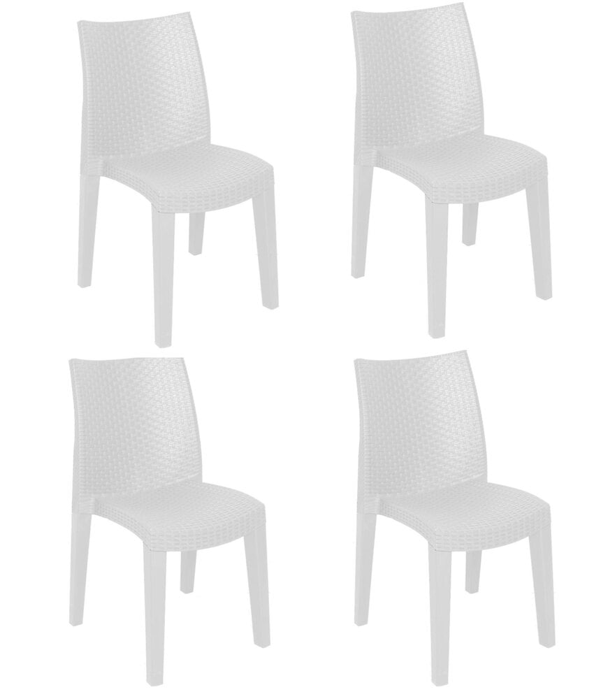 chaise d’extérieur ravenna, ensemble de 4 chaise de jardin, chaise pour table à manger, fauteuil d'extérieur effet rotin, 100% made in italy, 48x55h86 cm, blanc