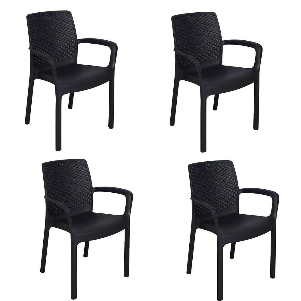 chaise d’extérieur viterbo, ensemble de 4 chaise de jardin, chaise pour table à manger, fauteuil d'extérieur effet rotin, 100% made in italy, 54x60h82 cm, anthracite
