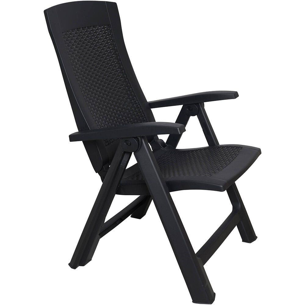 fauteuil pliant multi-positions, effet rotin, made in italy, 59 x 67 x 106 cm, couleur anthracite