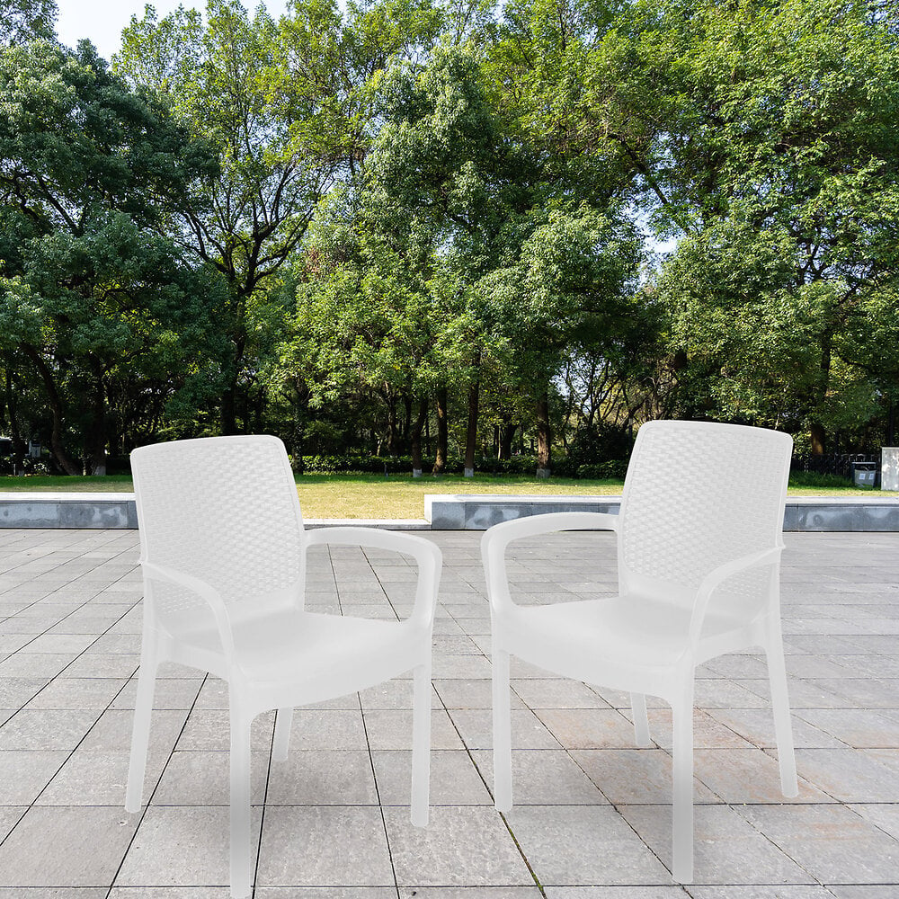 chaise d’extérieur torino, siège de jardin, chaise pour table à manger, fauteuil d'extérieur effet rotin, 100% made in italy, 54x60h82 cm, blanc