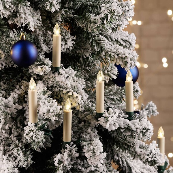 10x Bougies LED de Noël Bougies d'arbre de Noël sans fil avec minuterie  Blanc chaud Avec pile