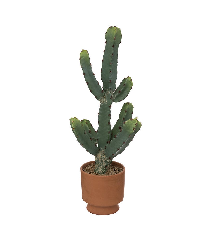 Plante artificielle Cactus dans Pot en Terre cuite H 49 cm | Bricomarché
