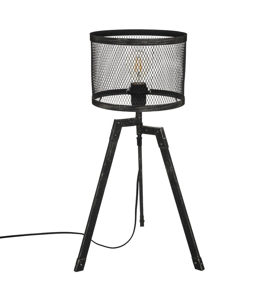 lampe trépied en métal noir industriel design vintage h 56 cm