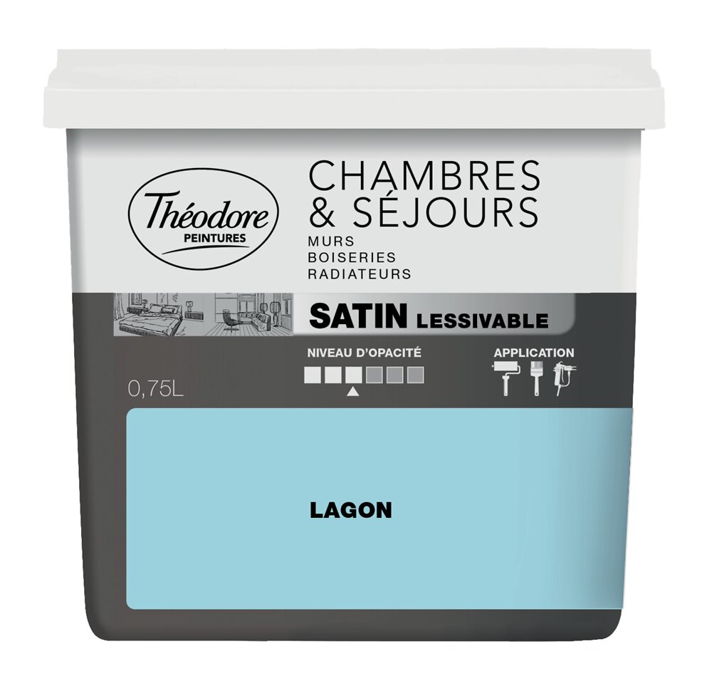 THEODORE - Peinture Chambres & Séjours acryl satin 750ML, teinte Lagon - large