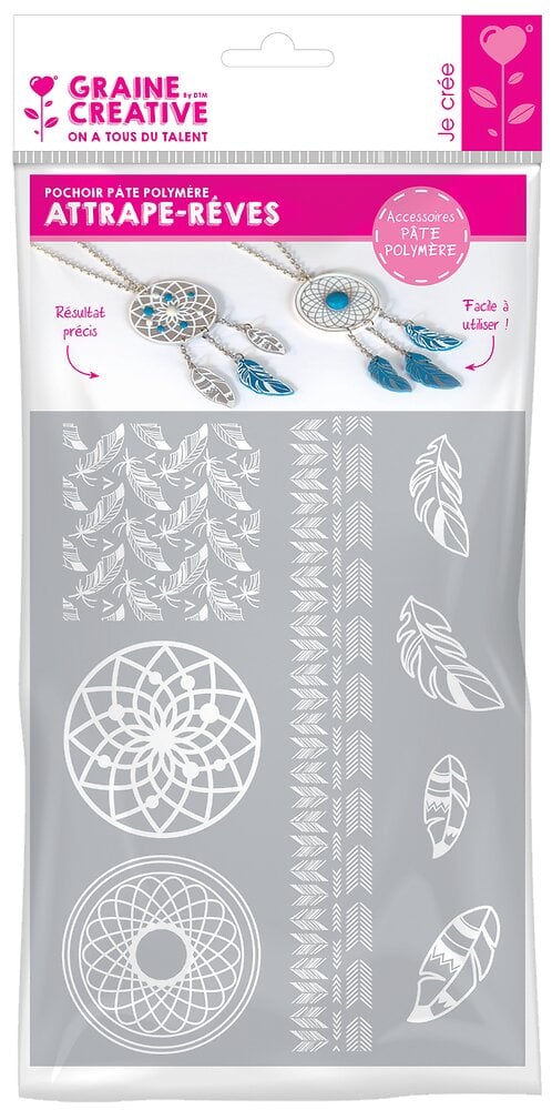 GRAINECREA Pochoir silkscreen pour p&acirc;te polym&egrave;re attrape-reve - graine cr&eacute;ative