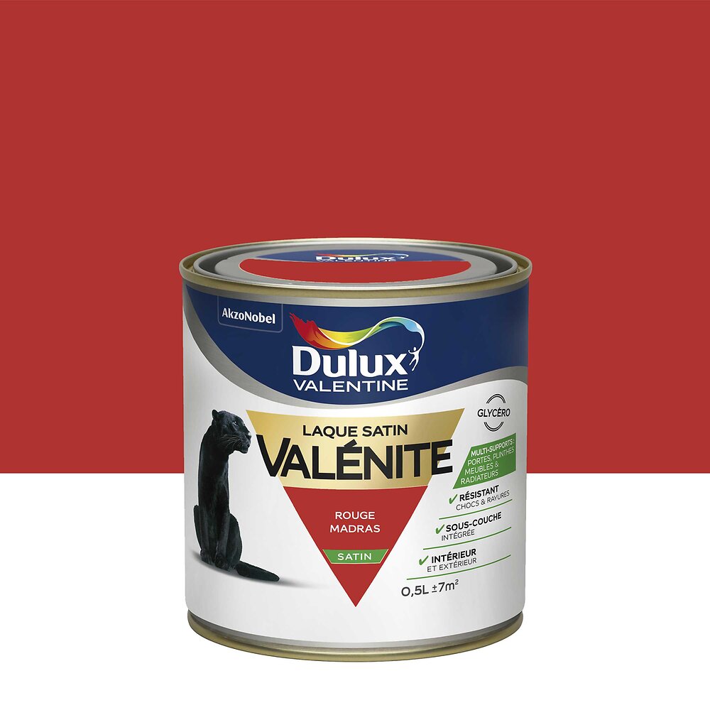 DULUX - Peinture Laque Valénite Satin Rouge Madras Pot 0.5l - large