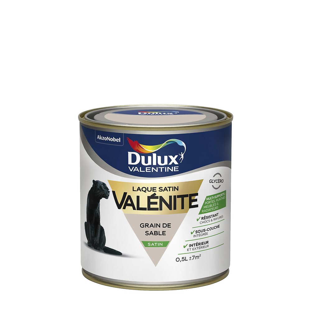 DULUX - Peinture Laque Valénite Satin Grain de Sable Pot 0.5l - large