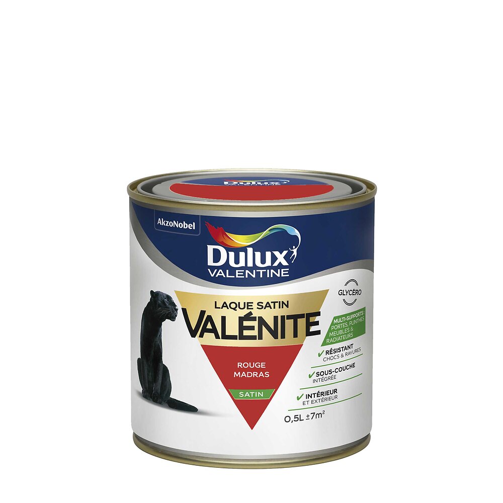 DULUX - Peinture Laque Valénite Satin Rouge Madras Pot 0.5l - large