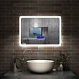 AICA SANITAIRE - AICA Miroir de salle de bain tricolore réglable LED avec anti-buée et bluetooth,horizontal 100*60cm - vignette