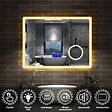 AICA SANITAIRE - AICA Miroir simple de salle de bain tricolore réglable LED avec bluetooth, anti-buée et miroir grossissant,horizontal 140*80cm - vignette