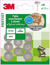 3M Patins en feutre Ultra Resistant, Ø 17 mm, Gris, paquet