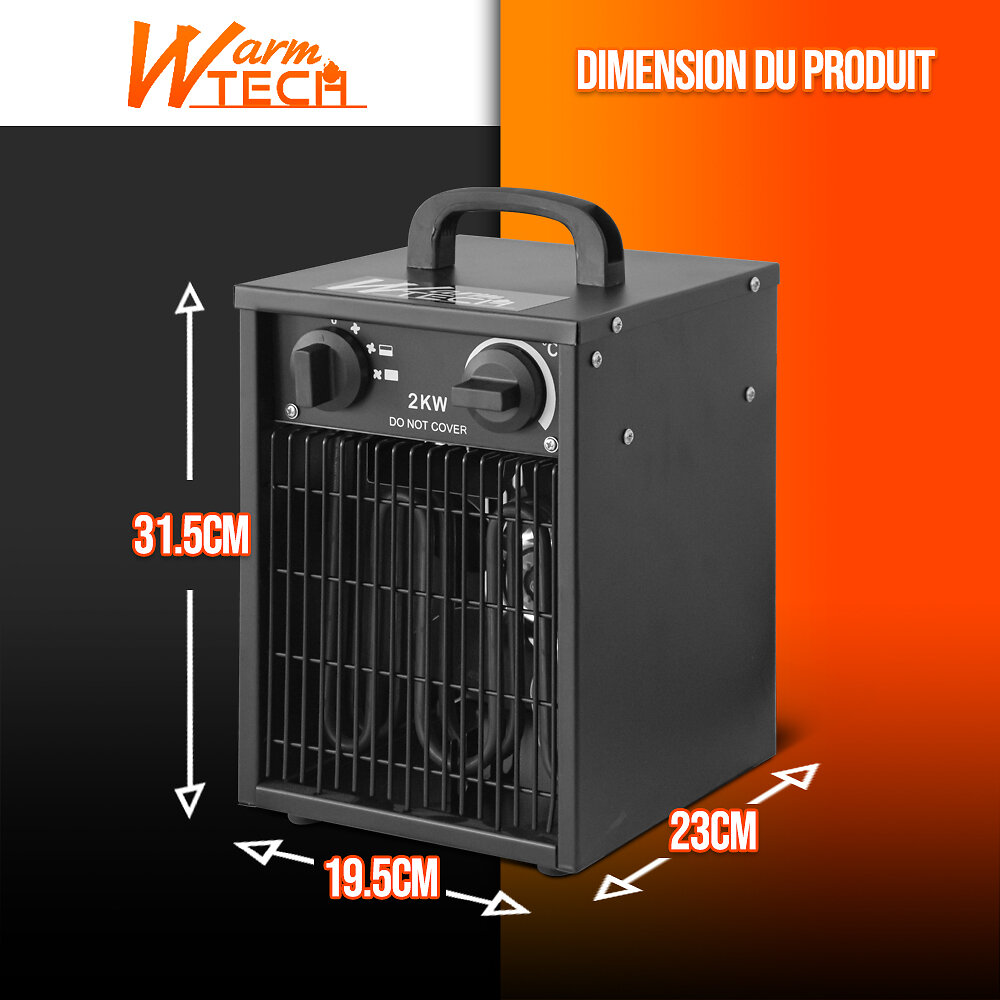 WARM TECH - Chauffage d'atelier 2000W avec thermostat - Warm Tech - large