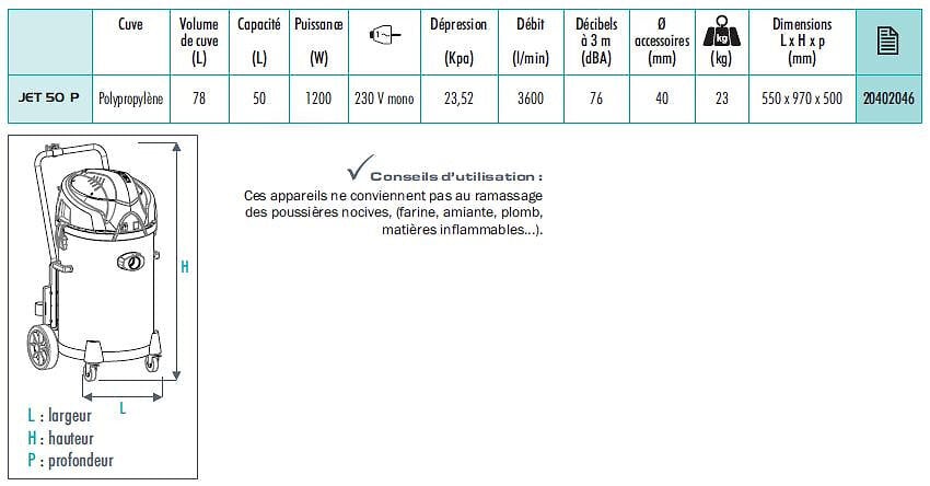 SIDAMO - Aspirateur Pro Eau Et Poussières Cuve Polypropylène 78l 1200w + Accessoires Jet 50 P Sidamo - large